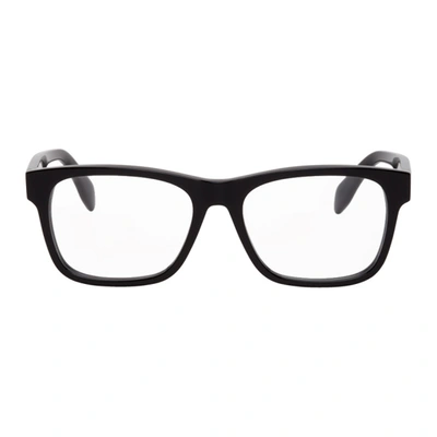 Shop Alexander Mcqueen Black & White Square Glasses In 001 Black