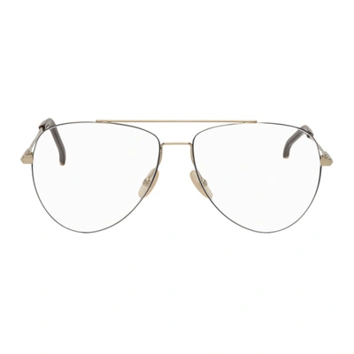 Shop Fendi Silver & Gold Aviator Glasses In 0j5g Gold