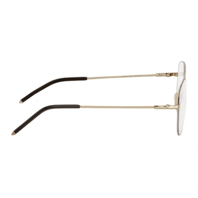 Shop Fendi Silver & Gold Aviator Glasses In 0j5g Gold