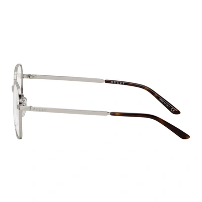 Shop Gucci Silver Square Glasses In 001 Silver