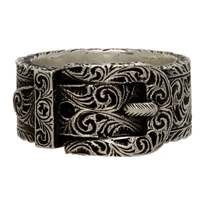 Shop Gucci Silver Interlocking G Garden Ring In Sivler