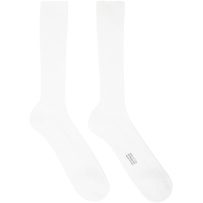 Shop Tom Ford White Cotton Ribbed Short Socks In N01 White