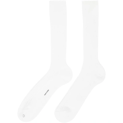 Shop Tom Ford White Cotton Ribbed Short Socks In N01 White