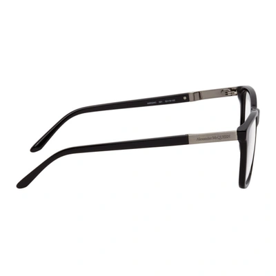 Shop Alexander Mcqueen Black & Silver Square Glasses In 001 Black