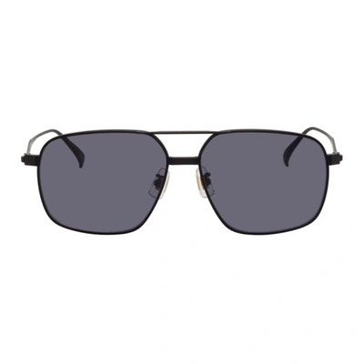 Shop Dunhill Black Titanium Aviator Sunglasses In 002 Matblk