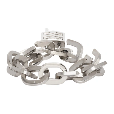 Shop Givenchy Silver G Link Padlock Bracelet In 040-silver Grey