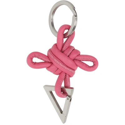 Shop Bottega Veneta Pink Intertwined Keychain In 5618 Bon Bon Silver