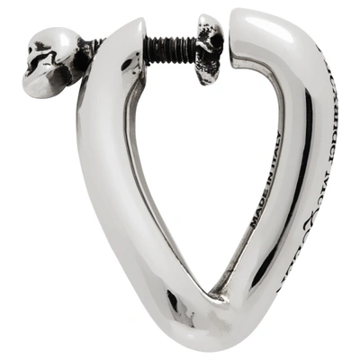 Shop Alexander Mcqueen Silver Hoop Skull Single Earring In 0446 Mcq0911sil.v.b
