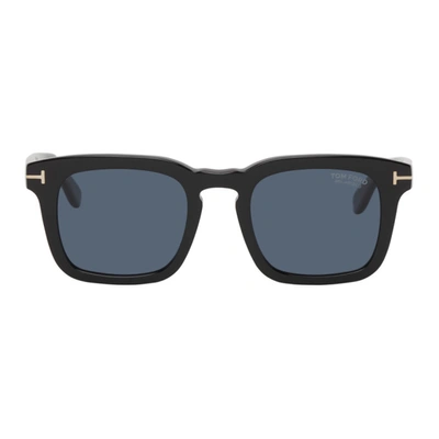Shop Tom Ford Black Dax Square Sunglasses In 01v Sh Blk