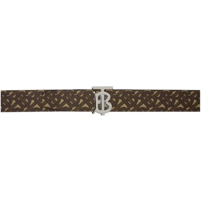 Burberry Bridle Brown Monogram Coated Canvas TB Buckle Belt S