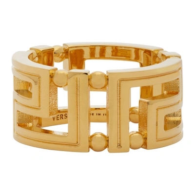 Shop Versace Gold Greek Key Ring In D00h Gold