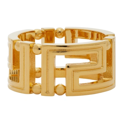 Shop Versace Gold Greek Key Ring In D00h Gold