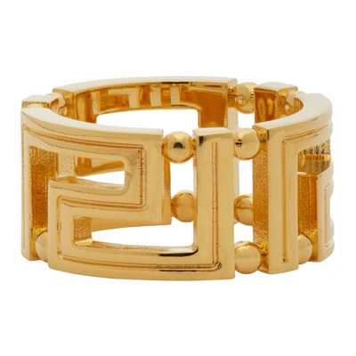 Shop Versace Gold Greek Key Ring In D00h Gold