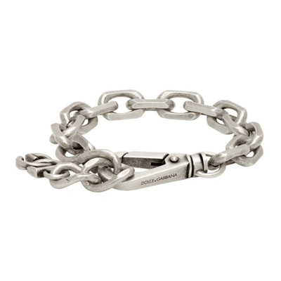 Shop Dolce & Gabbana Silver Chain Bracelet In G7533 Argento Antica