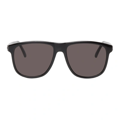 Shop Saint Laurent Black Sl 334 Signature Round Sunglasses In 001 Black