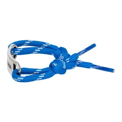 Shop Balenciaga Blue Plate Bracelet In 4051 Blue