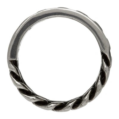 Shop Alexander Mcqueen Silver & Black Gaff Chain Ring In 1060 A.silver/black