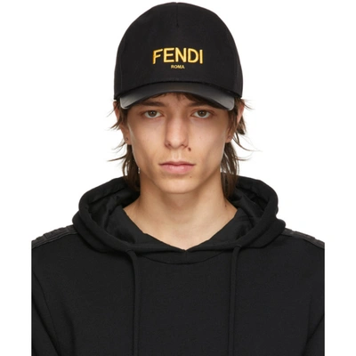 Shop Fendi Black Logo Cap In F0qa1black
