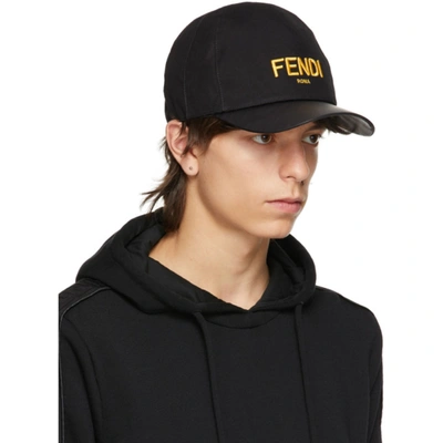 Shop Fendi Black Logo Cap In F0qa1black
