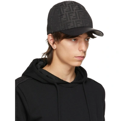 Shop Fendi Black Logo Cap In F0qa1black