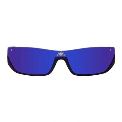 Shop Balenciaga Purple Shiny Bb0080s Sunglasses In 005 Purple