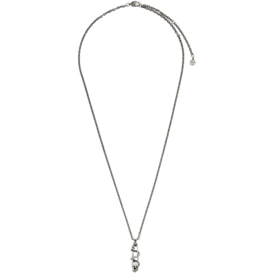 Shop Alexander Mcqueen Silver Safety Pin Skull Necklace In 0446 Mcq0911sil.v.b