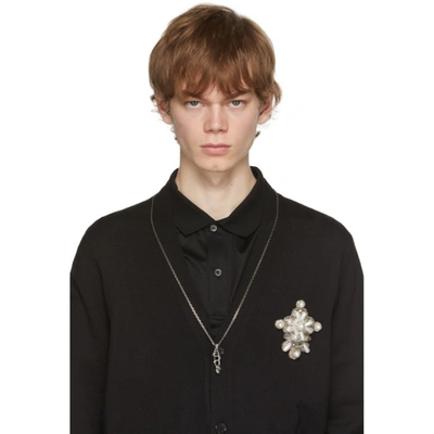 Shop Alexander Mcqueen Silver Safety Pin Skull Necklace In 0446 Mcq0911sil.v.b