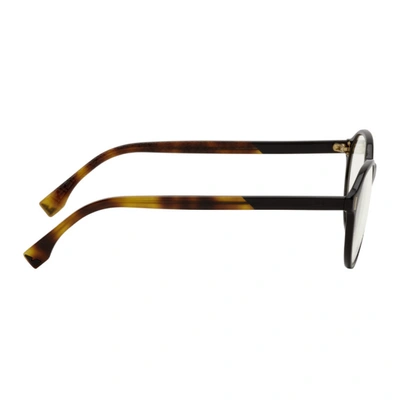 Shop Fendi Black & Tortoiseshell Round Glasses In 0807 Black