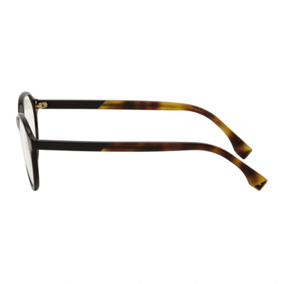 Shop Fendi Black & Tortoiseshell Round Glasses In 0807 Black