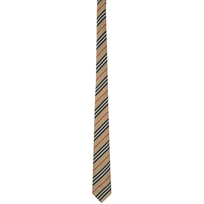 Shop Burberry Beige Icon Stripe Manston Tie In Archive Bei