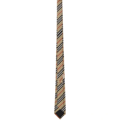 Shop Burberry Beige Icon Stripe Manston Tie In Archive Bei