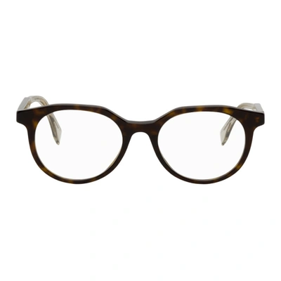 Shop Fendi Tortoiseshell Modified Oval Glasses In 0086 Dkhavana