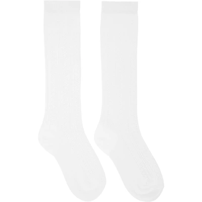 Shop Fendi White Cotton Macramé Socks In F0qa0white
