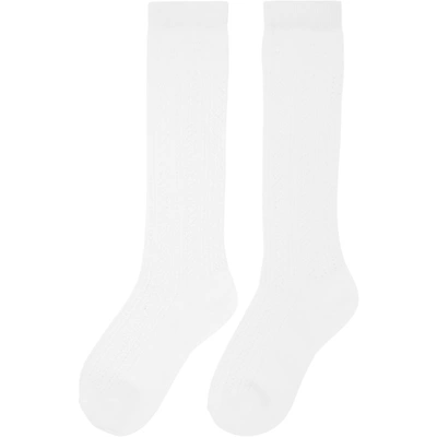 Shop Fendi White Cotton Macramé Socks In F0qa0white