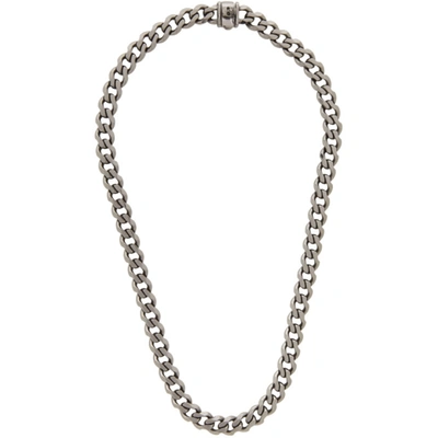 Shop Emanuele Bicocchi Gunmetal Edge Chain Necklace In Rhodium