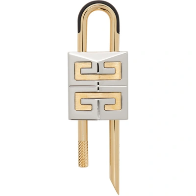 Shop Givenchy Silver & Gold Small 4g Padlock Keychain In 711-gold