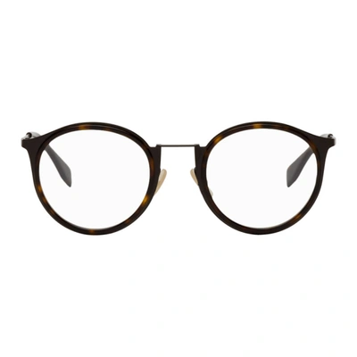 Shop Fendi Tortoiseshell Modified Oval Glasses In 0086 Dkhavana