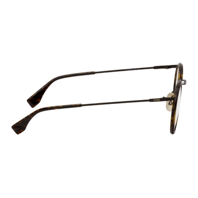 Shop Fendi Tortoiseshell Modified Oval Glasses In 0086 Dkhavana