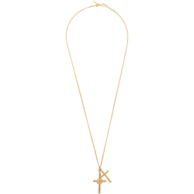 Shop Emanuele Bicocchi Gold Double Cross Necklace