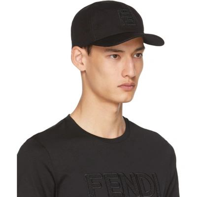 Shop Fendi Black 'ff' Cap In F0qa1black