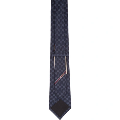 Shop Gucci Navy & Blue Silk Gg Pattern Tie In 4168 Navy/b