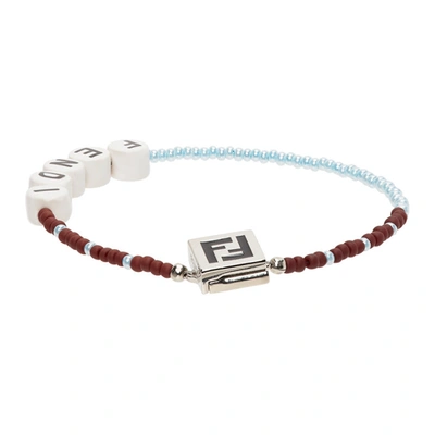 Shop Fendi Blue & Brown Beaded 'forever ' Bracelet In F1dzn Palla