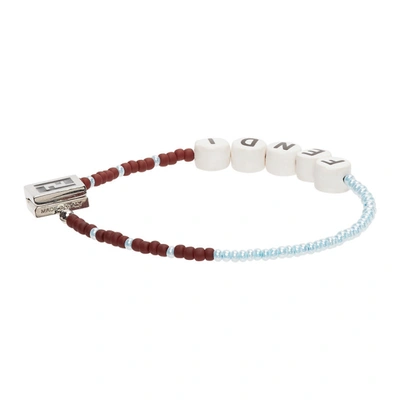 Shop Fendi Blue & Brown Beaded 'forever ' Bracelet In F1dzn Palla