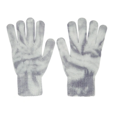 Shop John Elliott Blue Cashmere Tie-dye Gloves In Sage Tie Dye