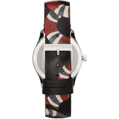 Shop Gucci Black & Silver 38mm G-timeless Snake Watch In Black/silver