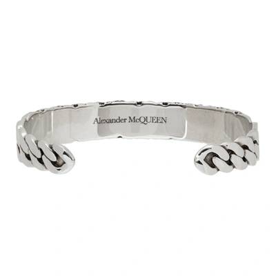 Shop Alexander Mcqueen Silver Multi Skull Cuff Bracelet In 0446 Mcq0911sil.v.b