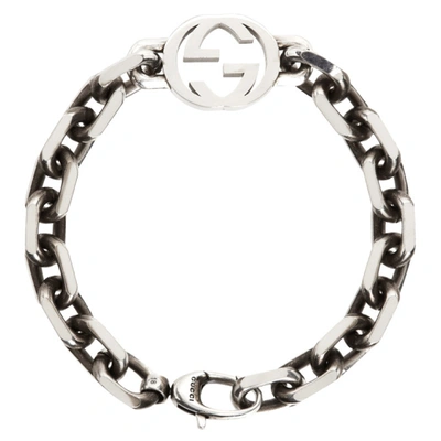 Shop Gucci Silver Interlocking G Bracelet In 0728 Silver