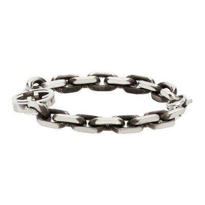 Shop Gucci Silver Interlocking G Bracelet In 0728 Silver