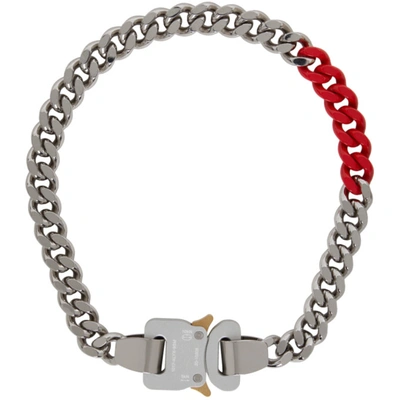 Shop Alyx Silver & Red Colored Links Buckle Necklace In Mty0001 Silver/red