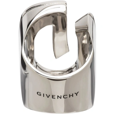 Shop Givenchy Silver G Link Ring In 040-silvery